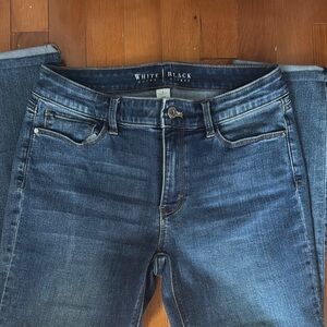 White House Black Market Blue Skinny Jeans with Subtle Fading